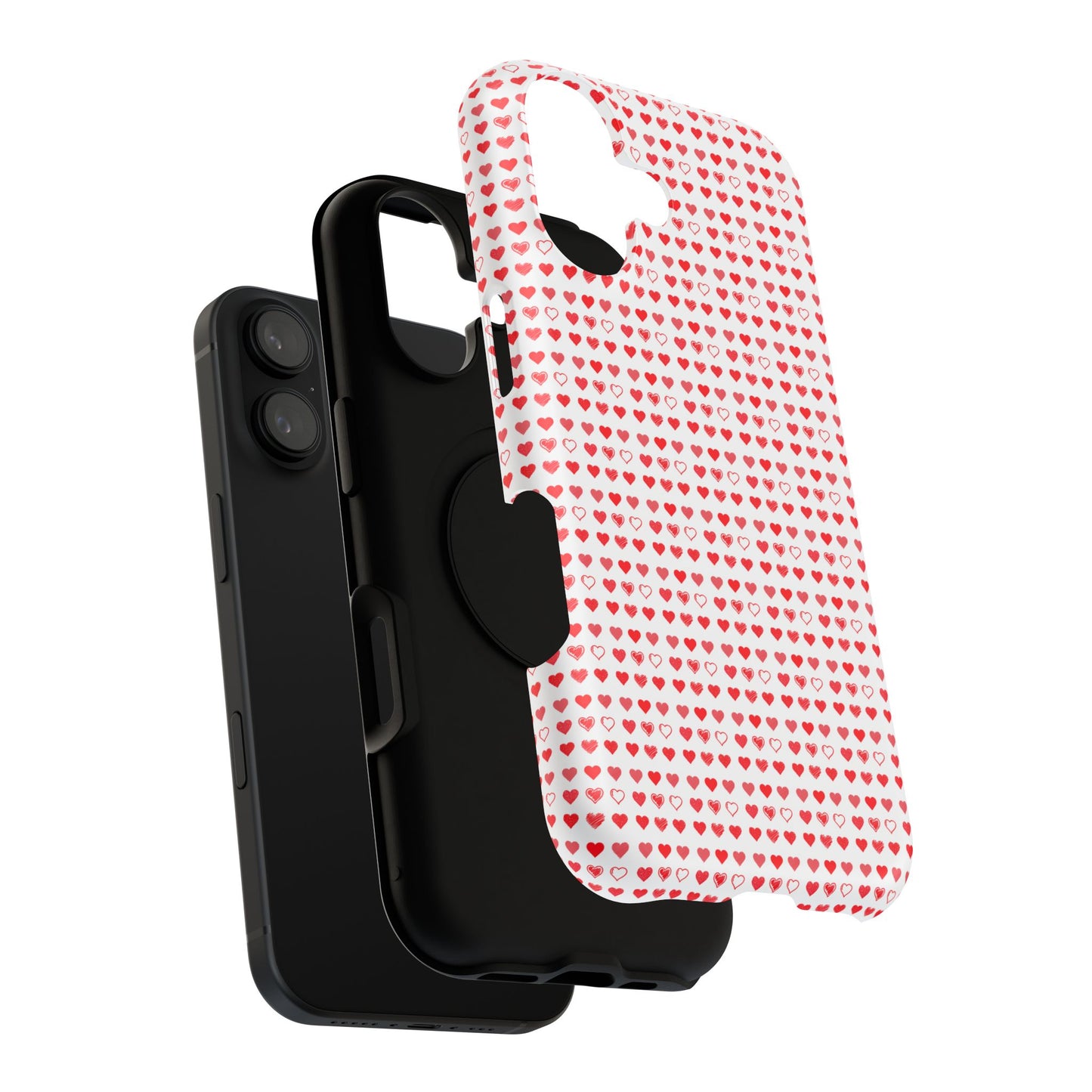Phone Case — Pink Red Heart Pattern Impact-Resistant Case (Valentine’s Day Gift)