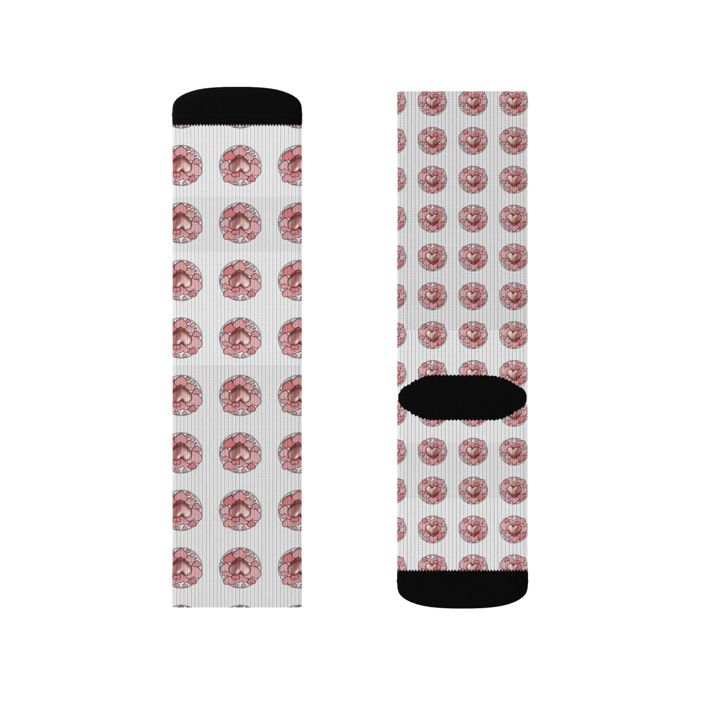 Donut Pattern Sublimation Socks — Pink Glazed Donut Crew Socks