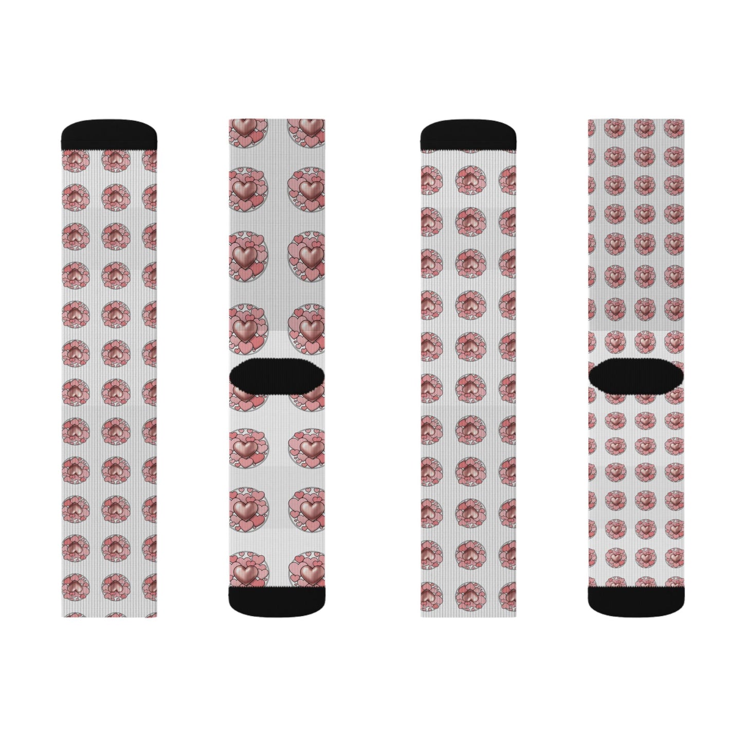 Donut Pattern Sublimation Socks — Pink Glazed Donut Crew Socks