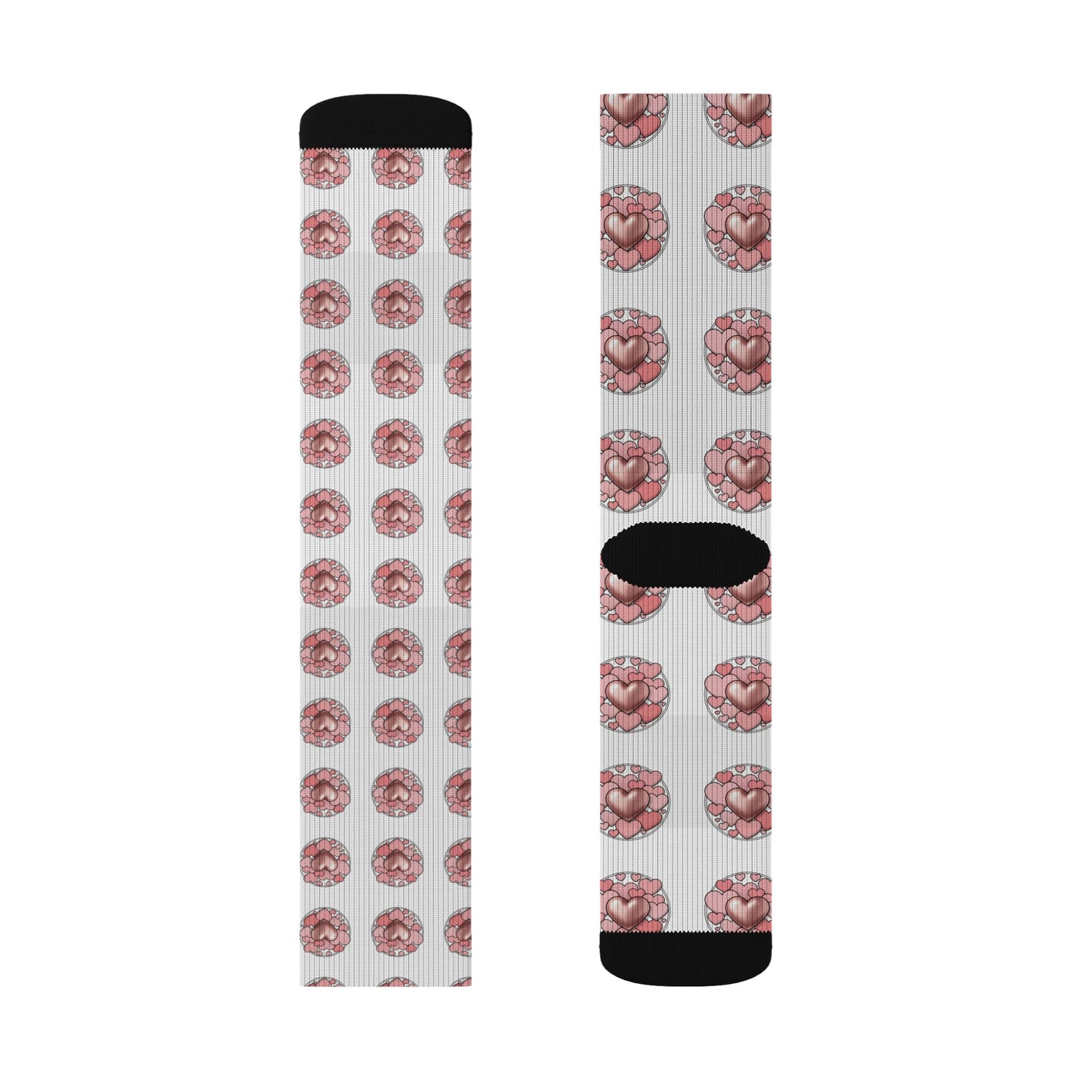 Donut Pattern Sublimation Socks — Pink Glazed Donut Crew Socks