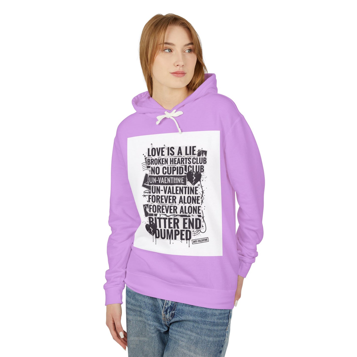 Anti-Valentine Hoodie — 'Love Is a Lie / Forever Alone' Graphic Sweatshirt
