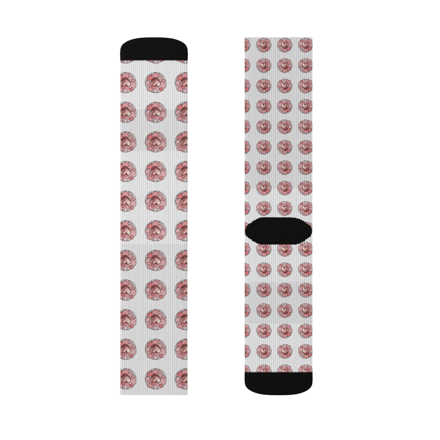 Donut Pattern Sublimation Socks — Pink Glazed Donut Crew Socks