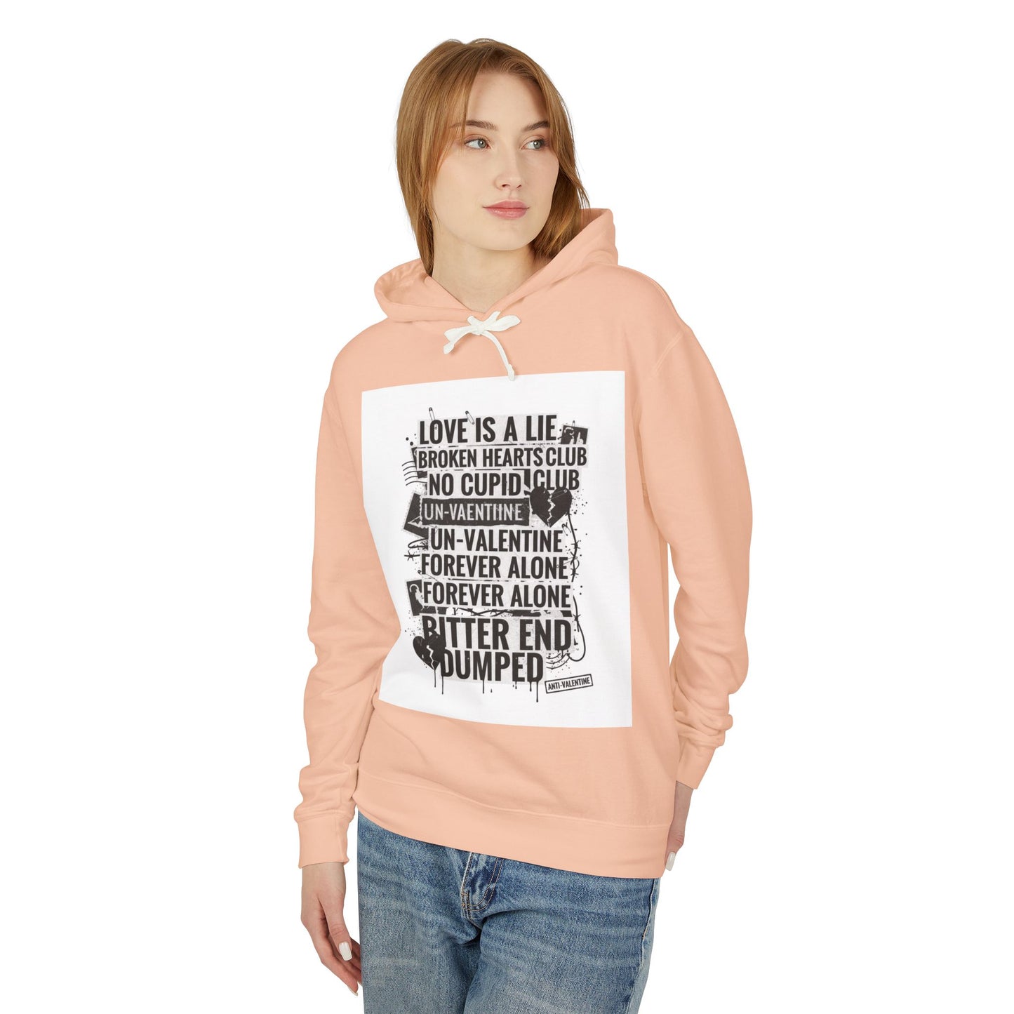 Anti-Valentine Hoodie — 'Love Is a Lie / Forever Alone' Graphic Sweatshirt