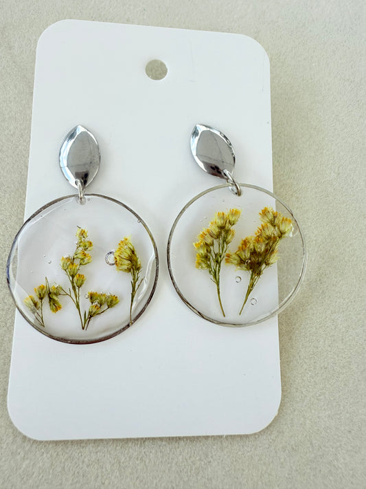 Emma real flower resin jewelry with stainless steel back post